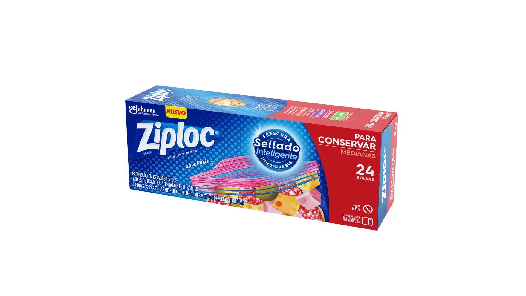 Ángulo de la bolsa Ziploc para conservar de un litro.