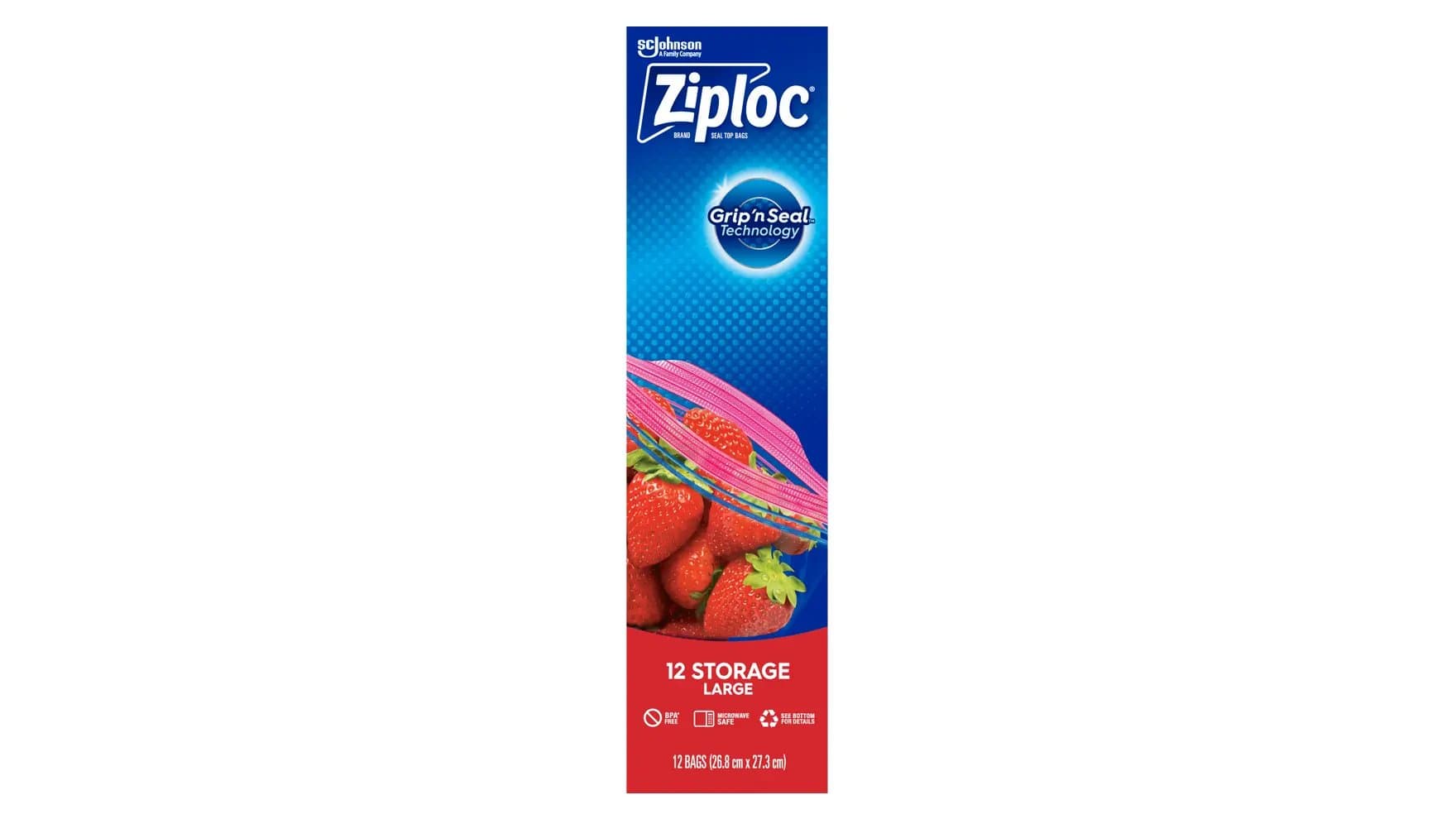 Top of Ziploc large storage bags box.