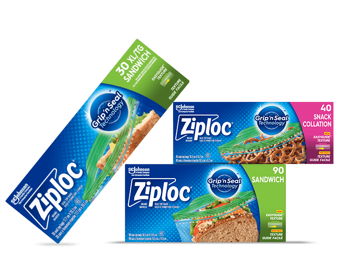 Three Ziploc Sandwich & Snack bag boxes