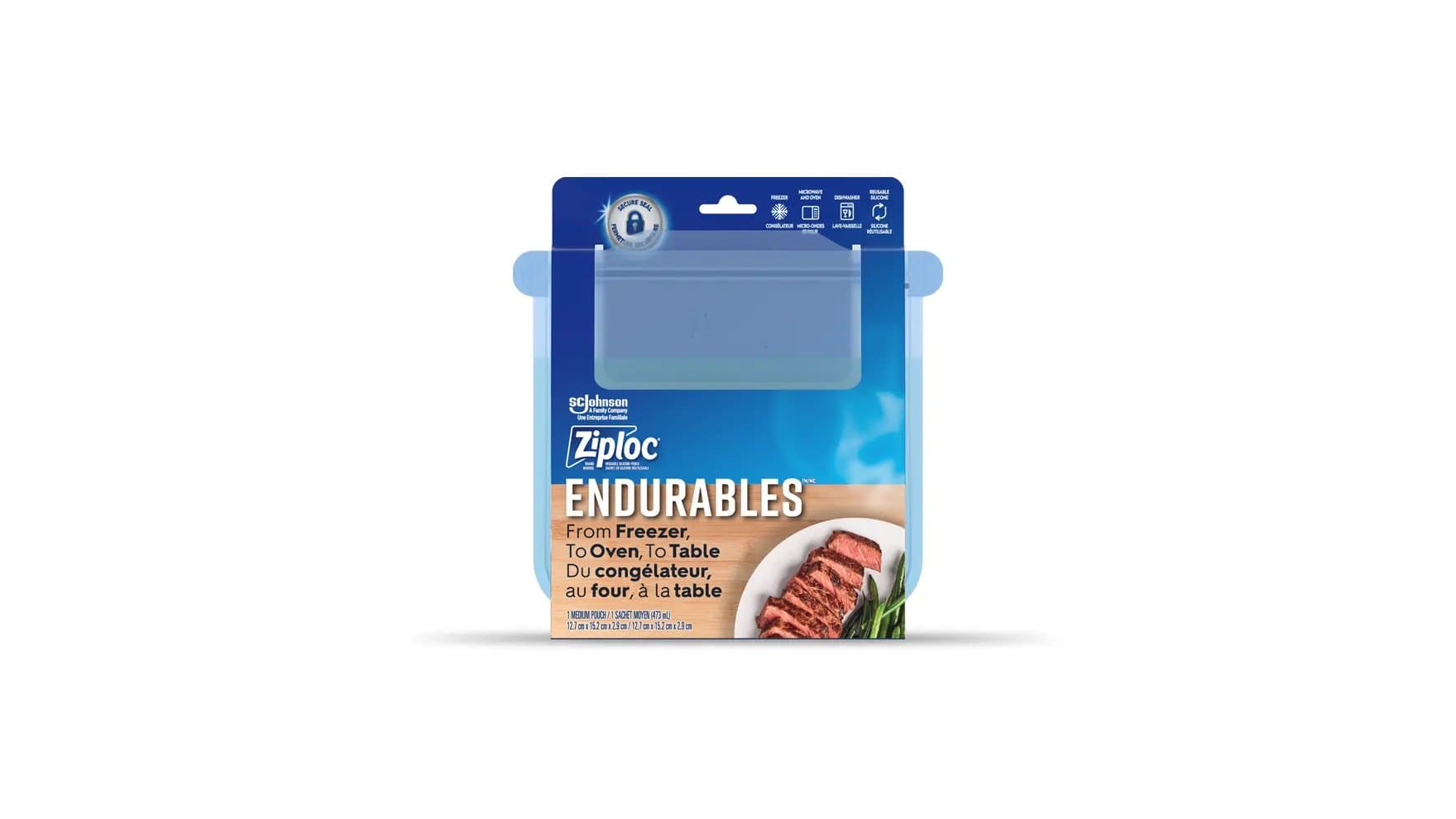 Front of Ziploc medium pouch