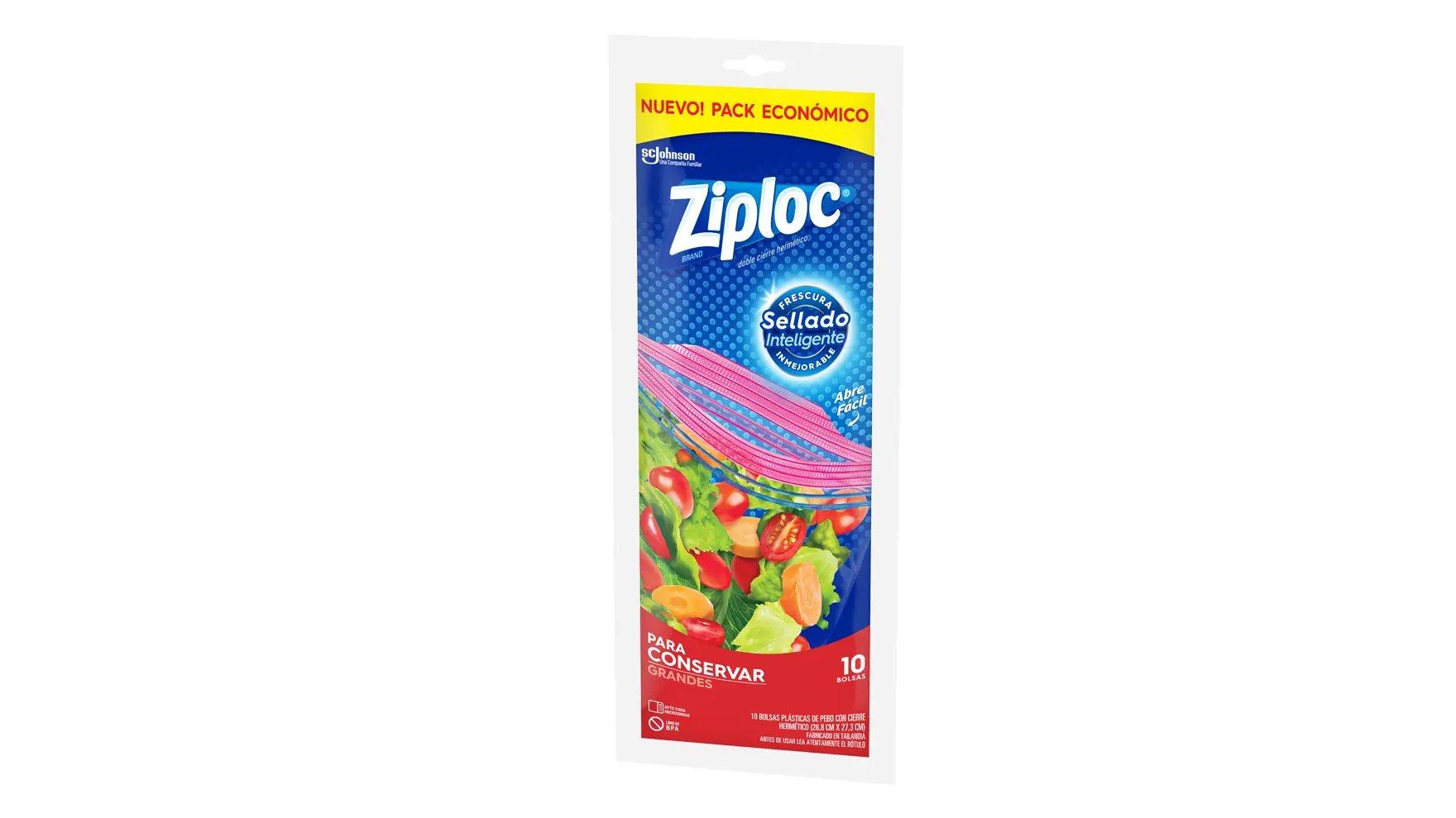 Frente de la bolsa Ziploc para conservar grandes