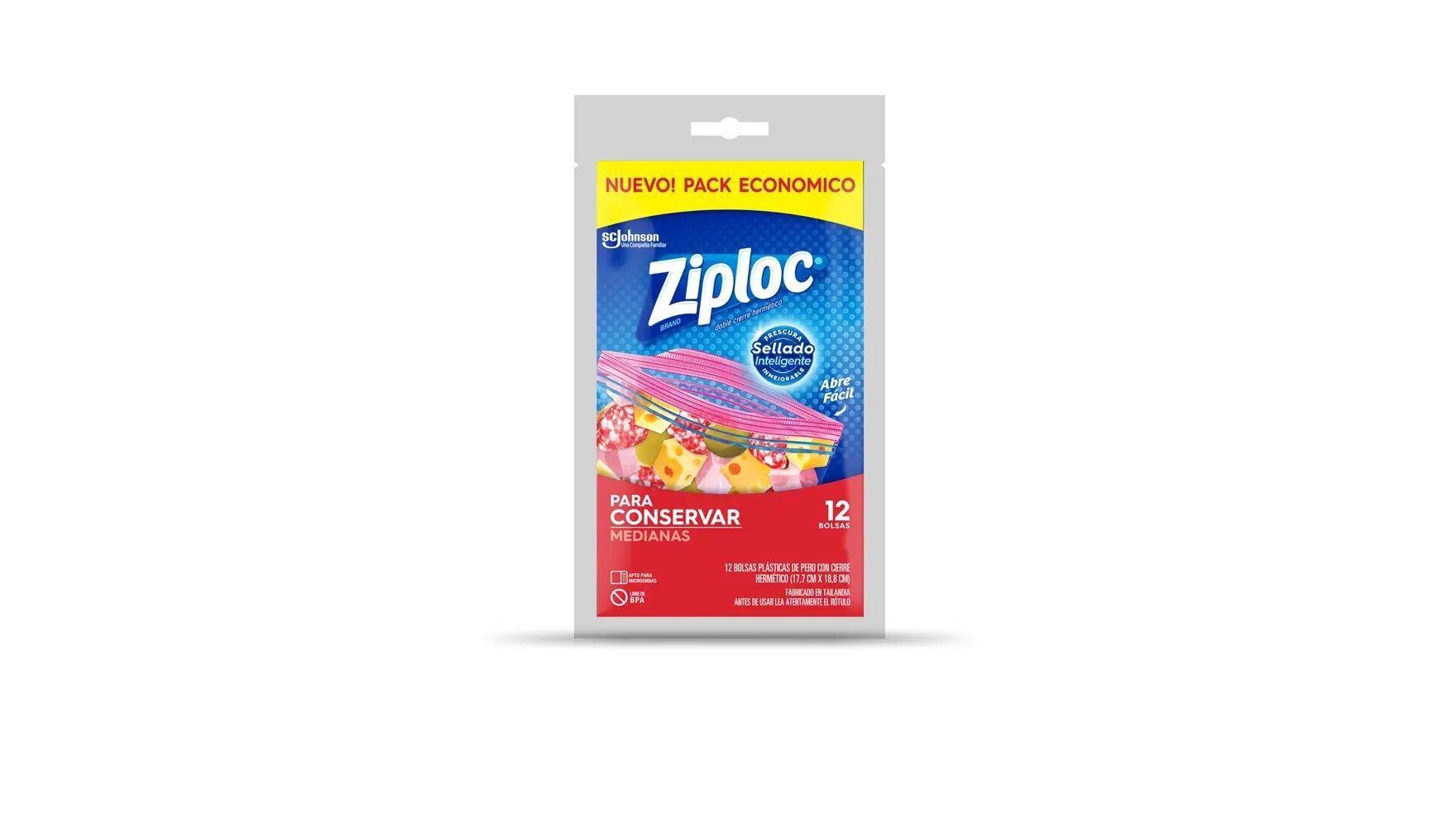 Frente de la bolsa Ziploc para conservar medianas