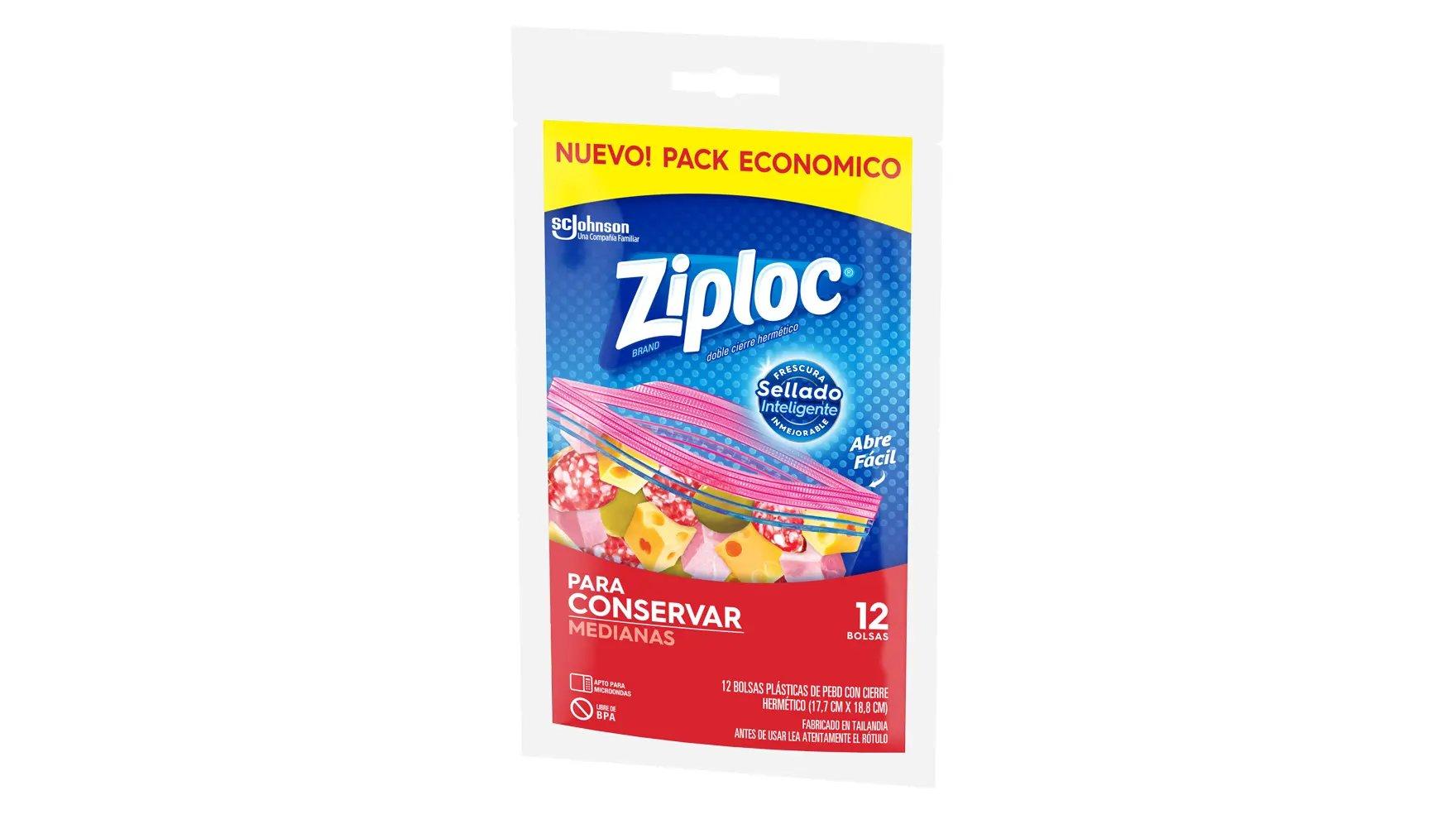 Ángulo de la bolsa Ziploc para conservar medianas