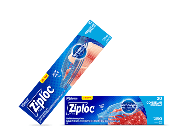 Parte delantera de la caja de la bolsa para congelar Ziploc® de tamaño mediano