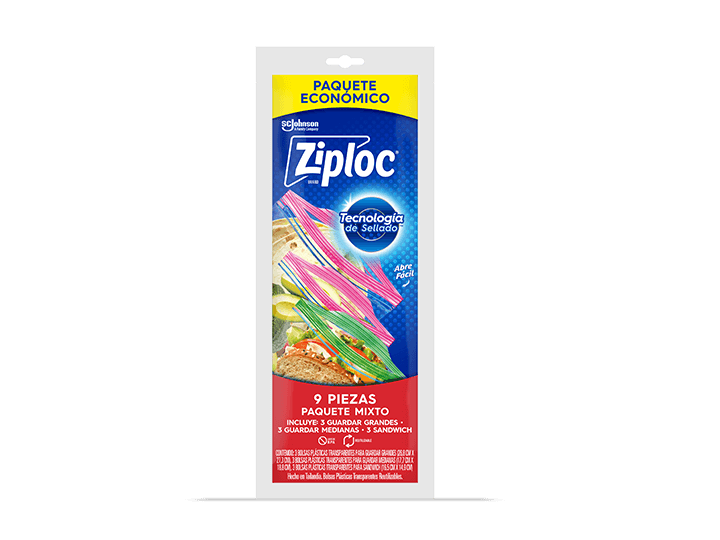 Frente de la bolsa Ziploc® multipack.