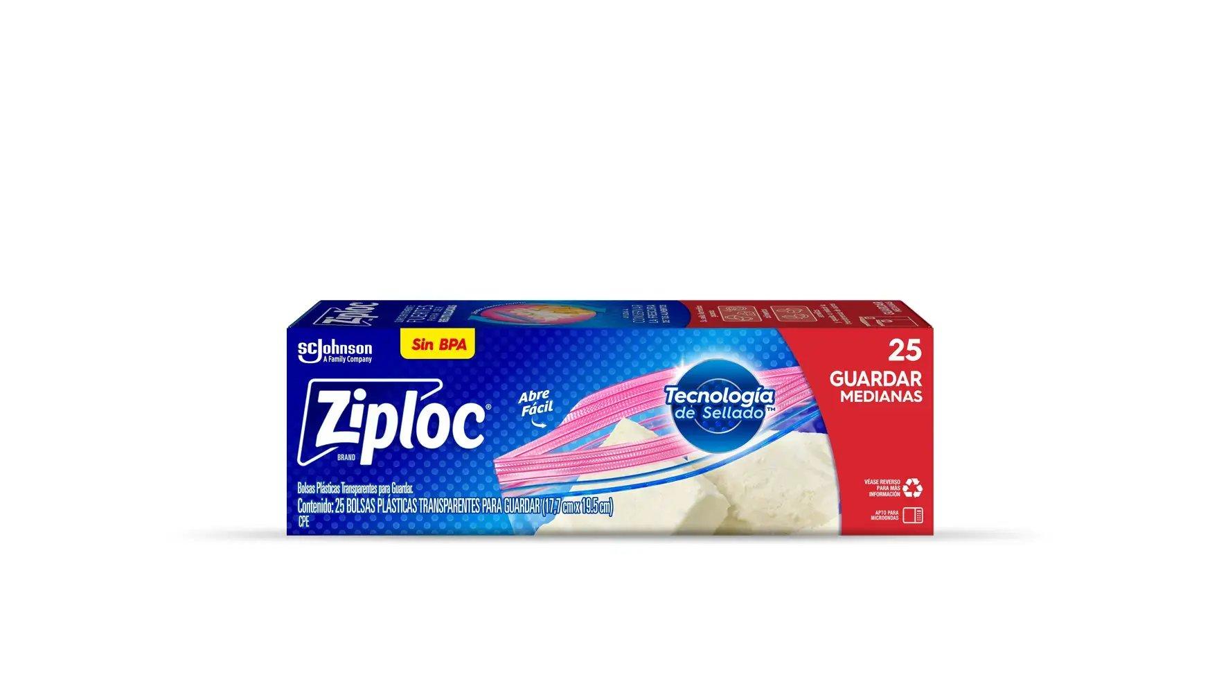 Frente de la bolsa Ziploc® para conservar de un litro.