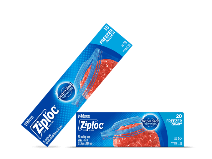 Box of Freezer Large and Freezer Medium Ziploc® bags