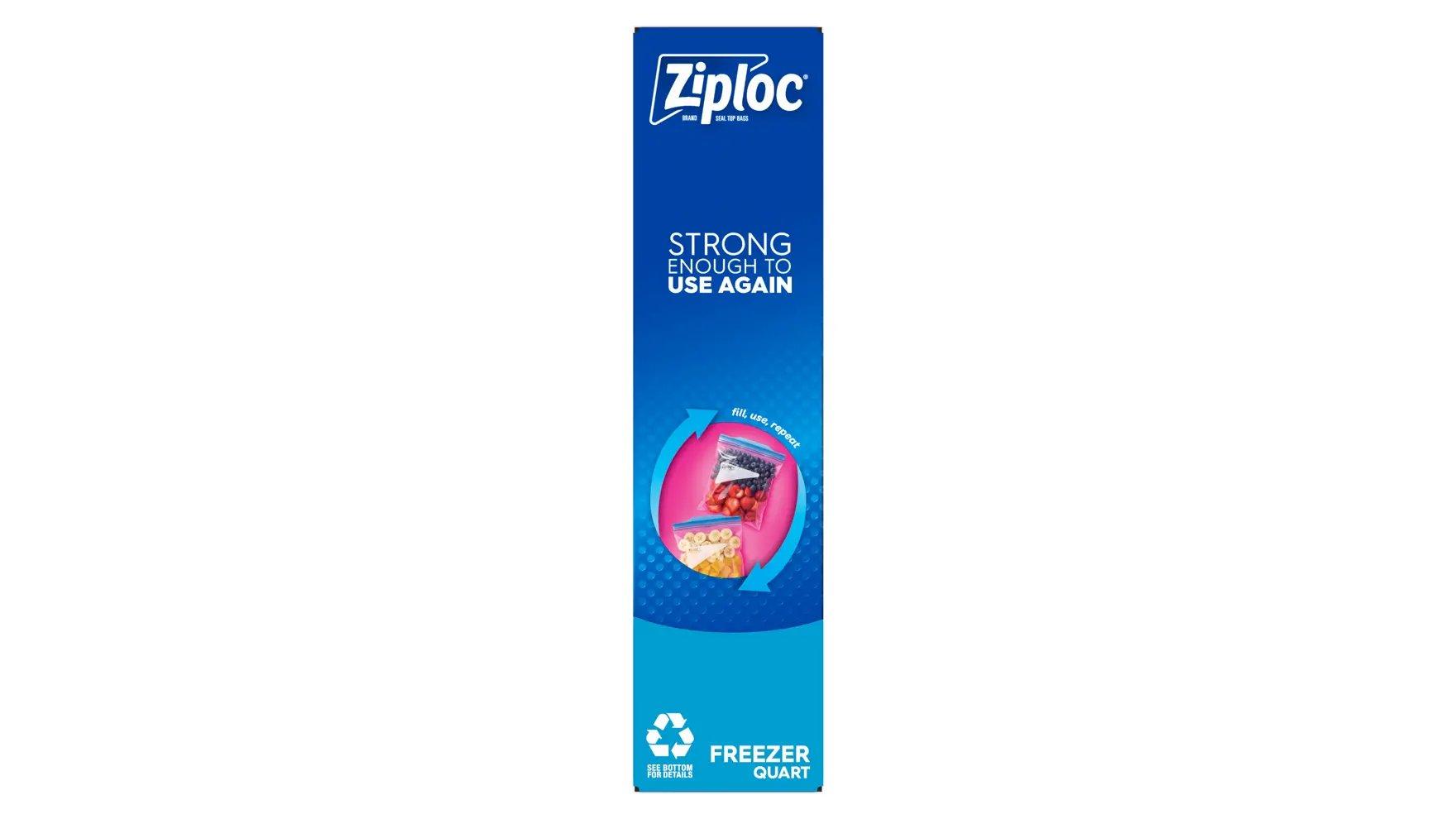 Side of a box of Ziploc® Freezer Medium Bags