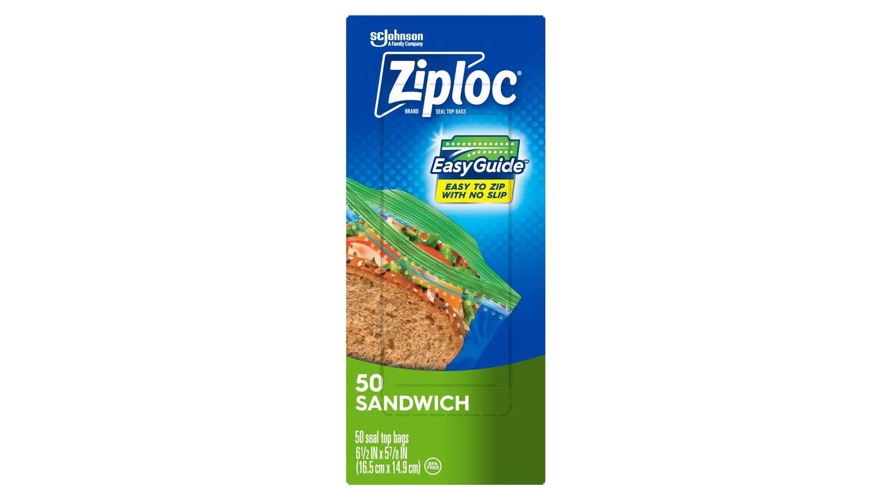 Top of a box of Ziploc® Sandwich Bags