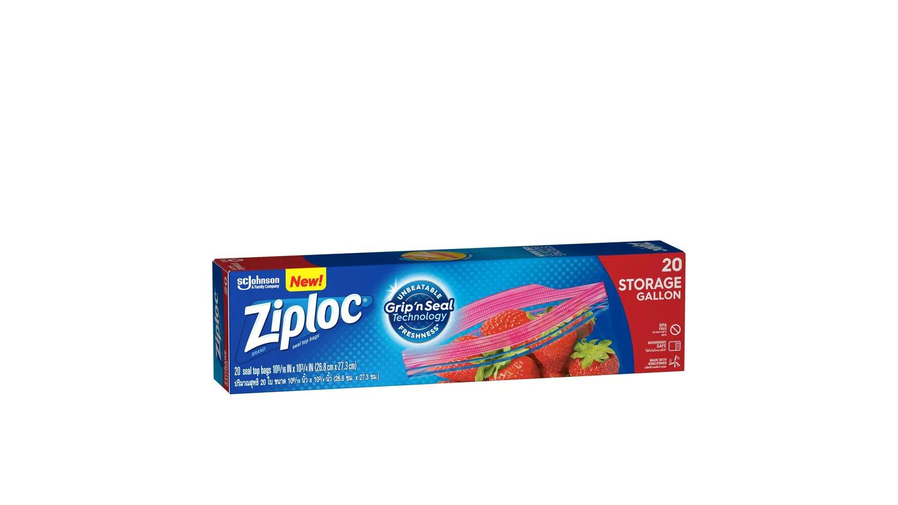 Angle of a box of Ziploc® Storage Large Bags