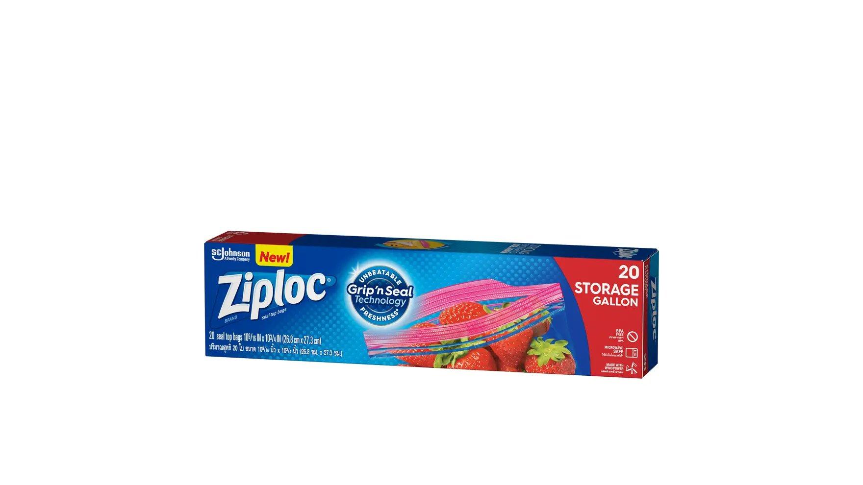 Angle of a box of Ziploc® Storage Large Bags