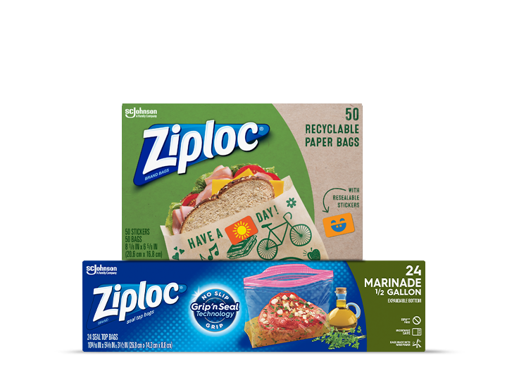 Two Ziploc specialty bag boxes